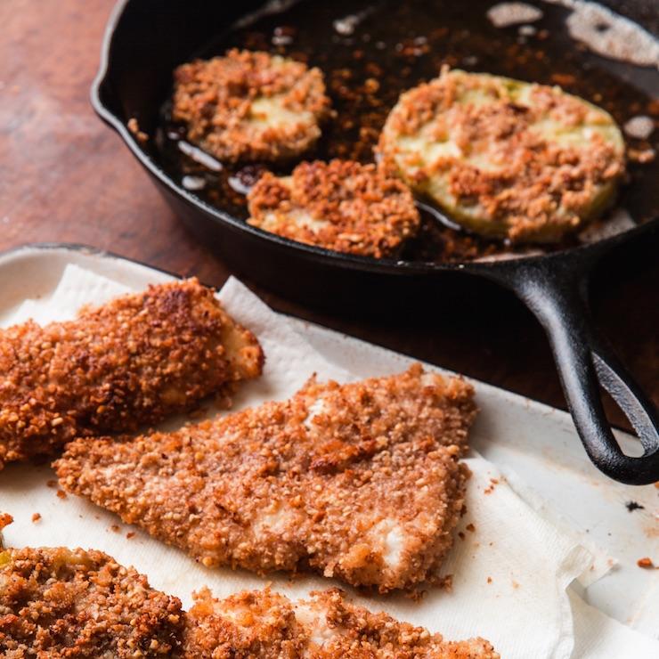 Pecan-Crusted Fish with Fried Tomatoes